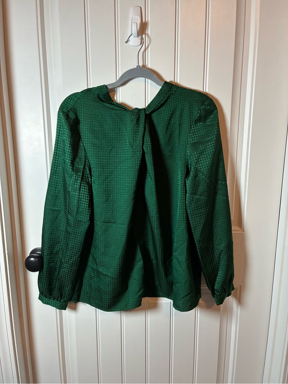 Ann Taylor Emerald Green Textured Long-Sleeve Blouse